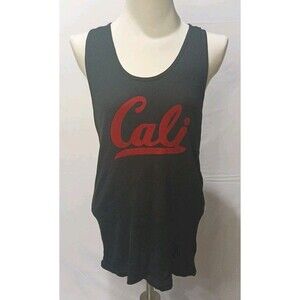 213 Apparel Womens Black Tank Top Red Cali XL 100% Cotton